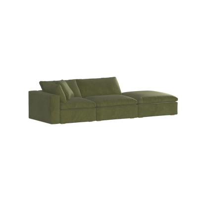 Canapé d'angle modulable Ari avec pouf - Large choix de tissus