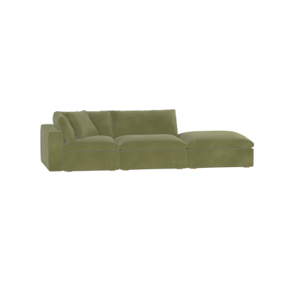 Canapé d'angle modulable Ari avec pouf - Large choix de tissus