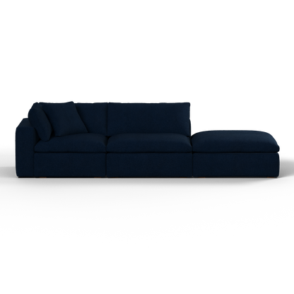 Canapé d'angle modulable Ari avec pouf - Large choix de tissus