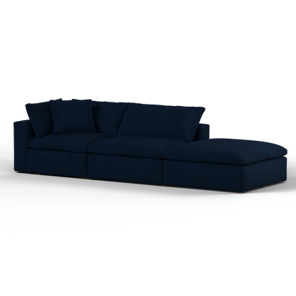 Canapé d'angle modulable Ari avec pouf - Large choix de tissus