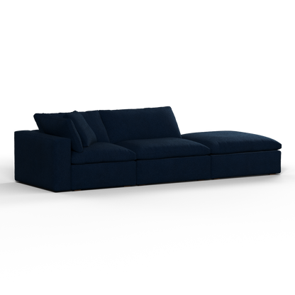Canapé d'angle modulable Ari avec pouf - Large choix de tissus