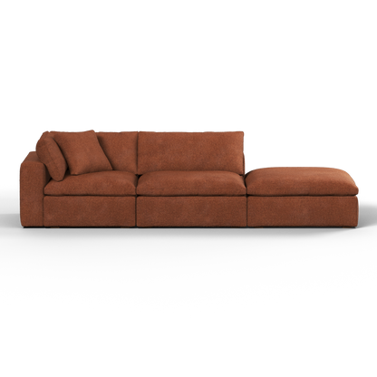 Canapé d'angle modulable Ari avec pouf - Large choix de tissus