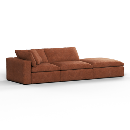 Canapé d'angle modulable Ari avec pouf - Large choix de tissus