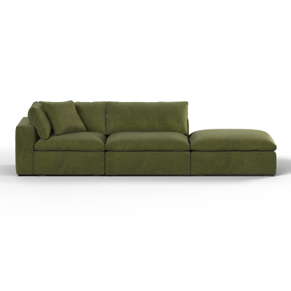 Canapé d'angle modulable Ari avec pouf - Large choix de tissus