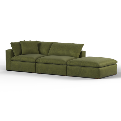 Canapé d'angle modulable Ari avec pouf - Large choix de tissus