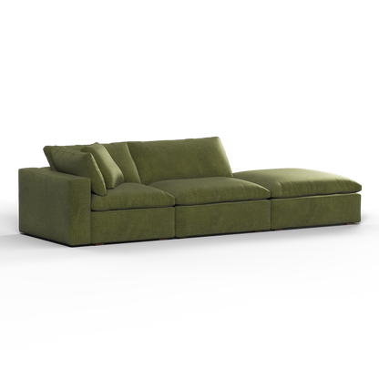 Canapé d'angle modulable Ari avec pouf - Large choix de tissus