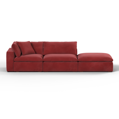Canapé d'angle modulable Ari avec pouf - Large choix de tissus