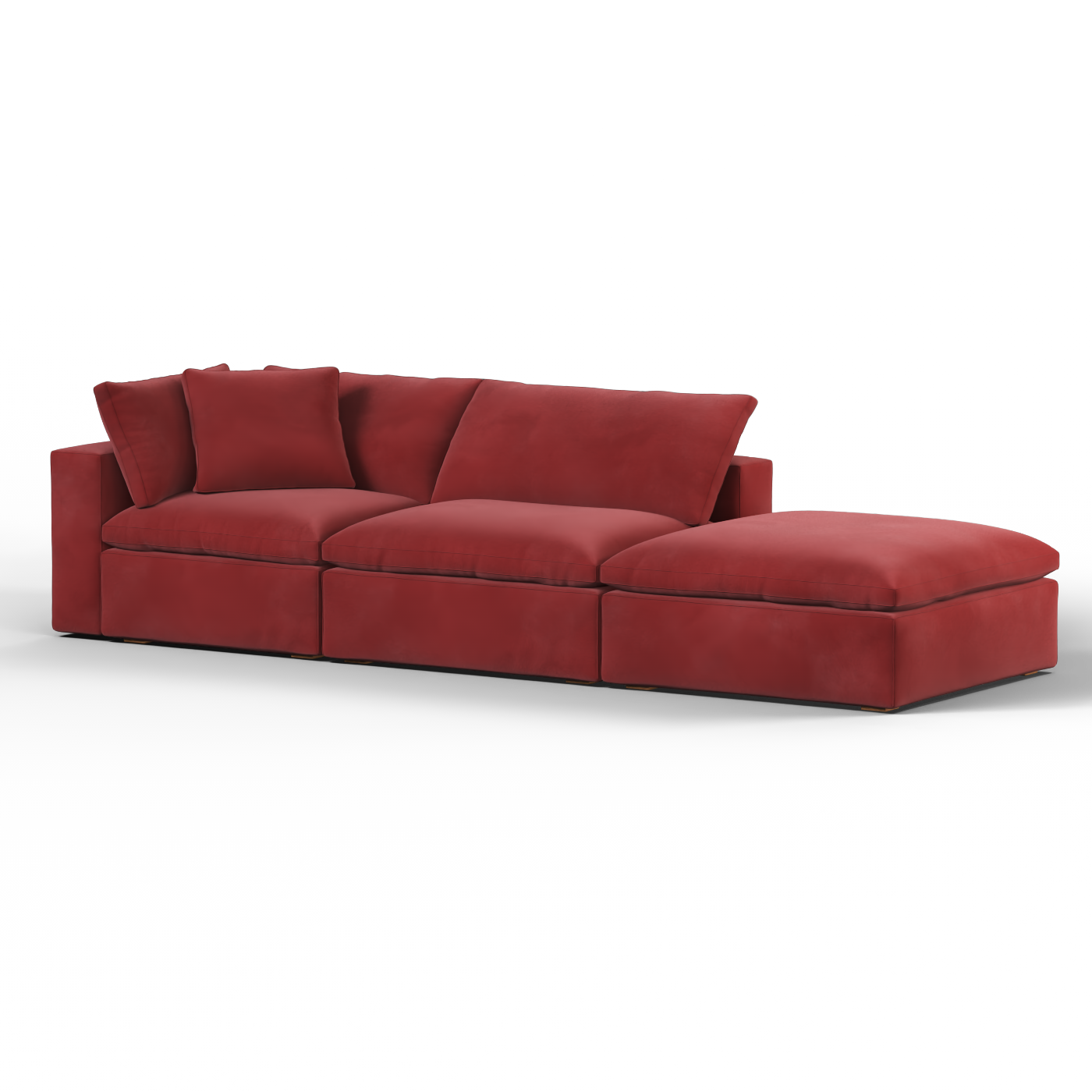 Canapé d'angle modulable Ari avec pouf - Large choix de tissus
