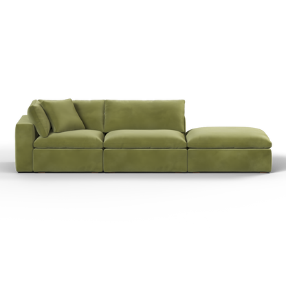 Canapé d'angle modulable Ari avec pouf - Large choix de tissus