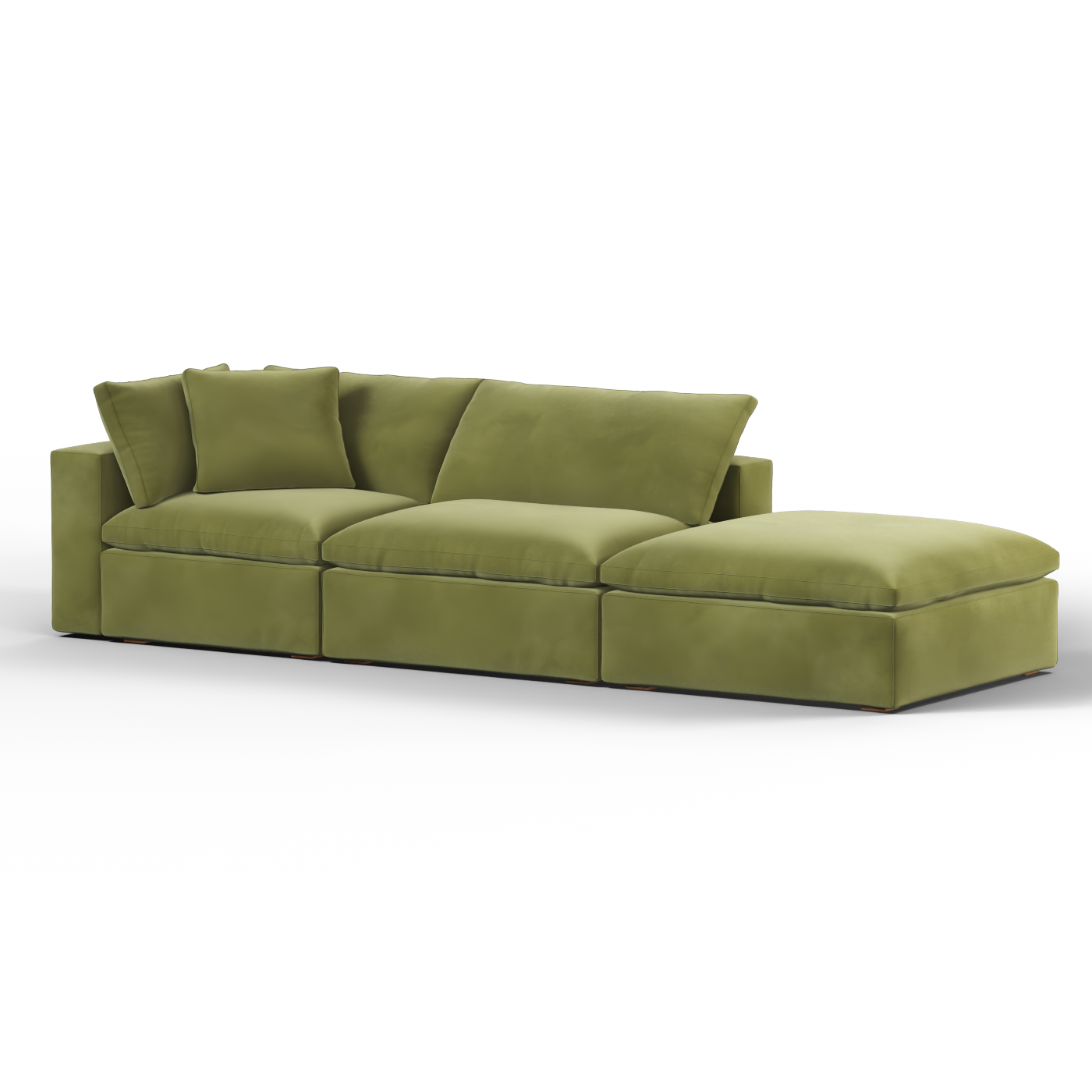 Canapé d'angle modulable Ari avec pouf - Large choix de tissus