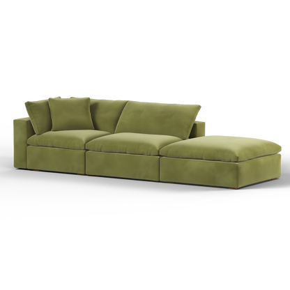 Canapé d'angle modulable Ari avec pouf - Large choix de tissus