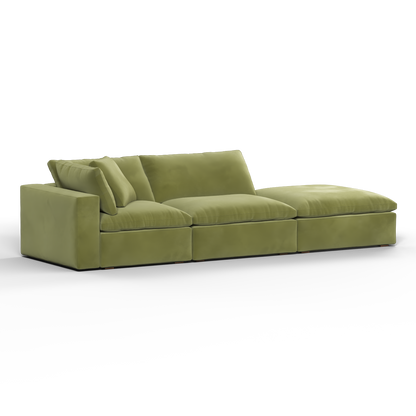 Canapé d'angle modulable Ari avec pouf - Large choix de tissus