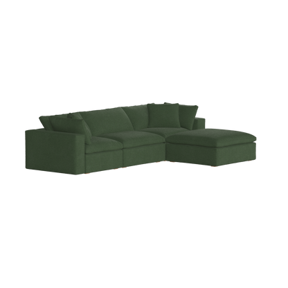 Canapé d'angle modulaire trois places Ari avec personnalisation complète du tissu