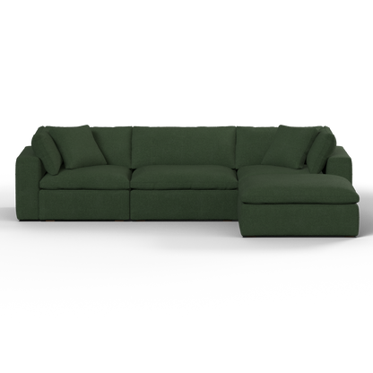 Canapé d'angle modulaire trois places Ari avec personnalisation complète du tissu