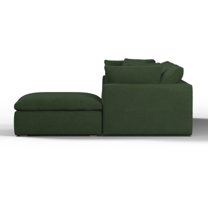 Canapé d'angle modulaire trois places Ari avec personnalisation complète du tissu