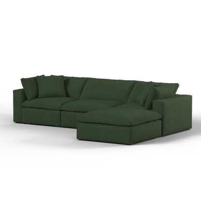 Canapé d'angle modulaire trois places Ari avec personnalisation complète du tissu