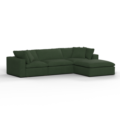 Canapé d'angle modulaire trois places Ari avec personnalisation complète du tissu