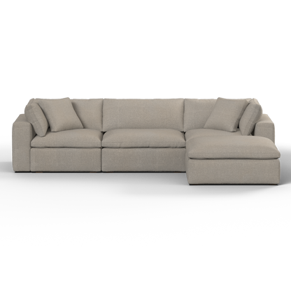Canapé d'angle modulaire trois places Ari avec personnalisation complète du tissu