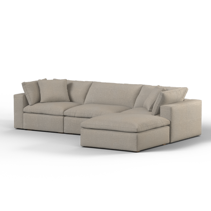 Canapé d'angle modulaire trois places Ari avec personnalisation complète du tissu