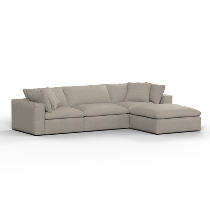 Canapé d'angle modulaire trois places Ari avec personnalisation complète du tissu