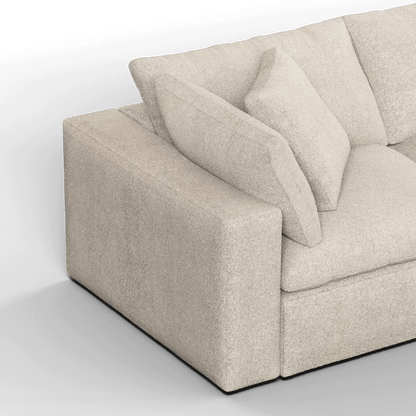 Canapé d'angle modulaire trois places Ari avec personnalisation complète du tissu