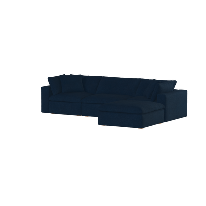 Canapé d'angle modulaire trois places Ari avec personnalisation complète du tissu