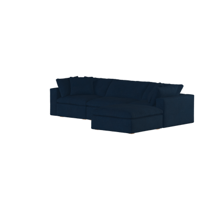 Canapé d'angle modulaire trois places Ari avec personnalisation complète du tissu
