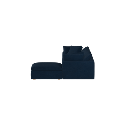 Canapé d'angle modulaire trois places Ari avec personnalisation complète du tissu