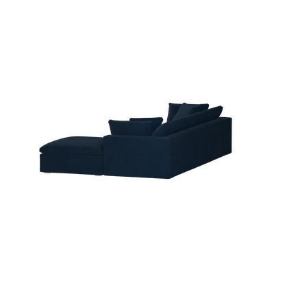 Canapé d'angle modulaire trois places Ari avec personnalisation complète du tissu