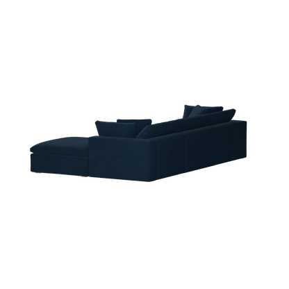 Canapé d'angle modulaire trois places Ari avec personnalisation complète du tissu