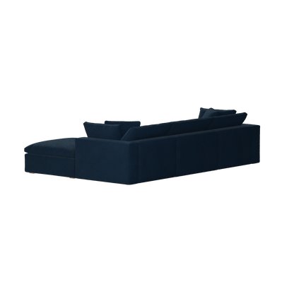 Canapé d'angle modulaire trois places Ari avec personnalisation complète du tissu
