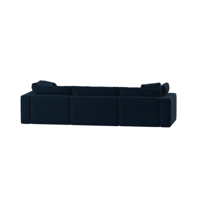 Canapé d'angle modulaire trois places Ari avec personnalisation complète du tissu