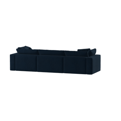 Canapé d'angle modulaire trois places Ari avec personnalisation complète du tissu