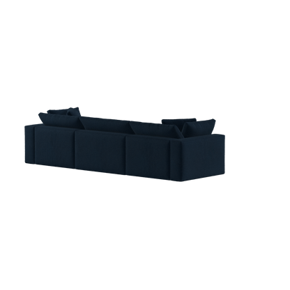 Canapé d'angle modulaire trois places Ari avec personnalisation complète du tissu