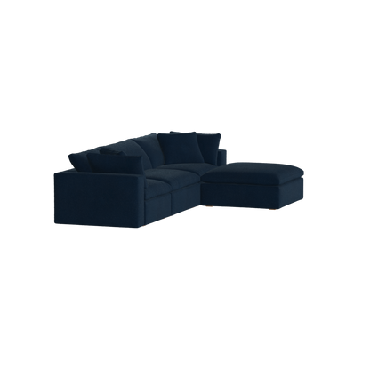 Canapé d'angle modulaire trois places Ari avec personnalisation complète du tissu
