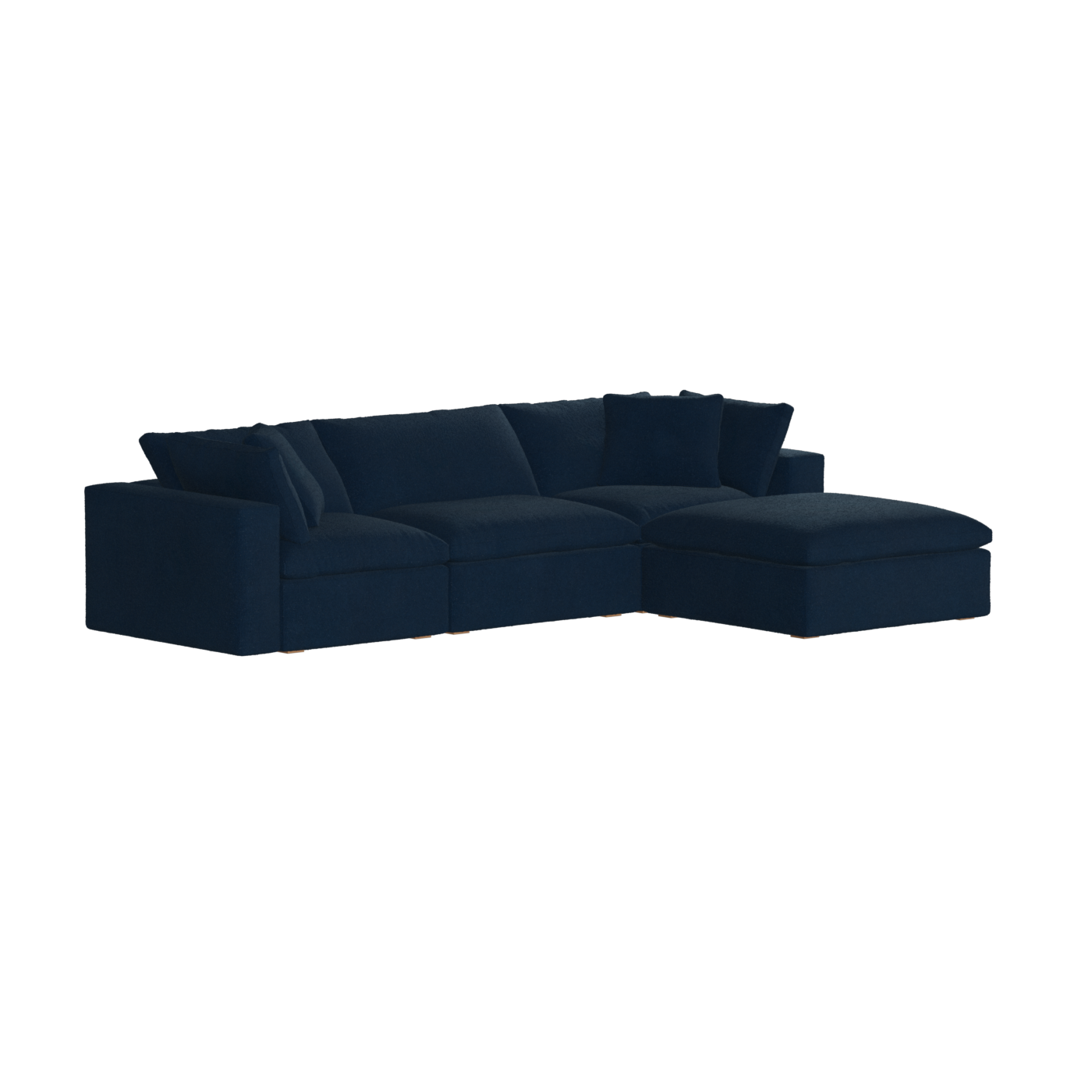 Canapé d'angle modulaire trois places Ari avec personnalisation complète du tissu