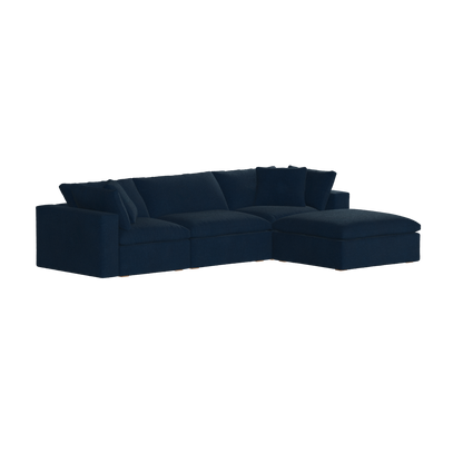 Canapé d'angle modulaire trois places Ari avec personnalisation complète du tissu
