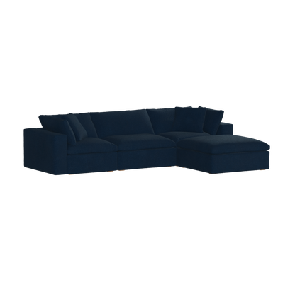 Canapé d'angle modulaire trois places Ari avec personnalisation complète du tissu