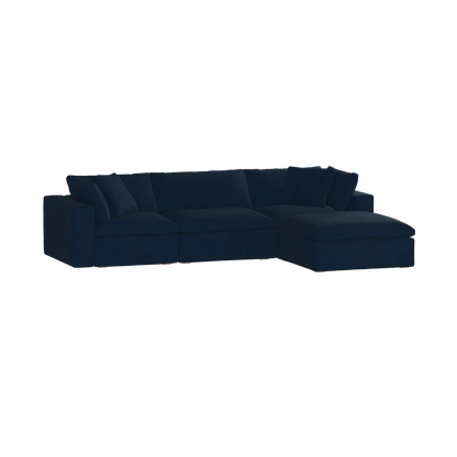Canapé d'angle modulaire trois places Ari avec personnalisation complète du tissu