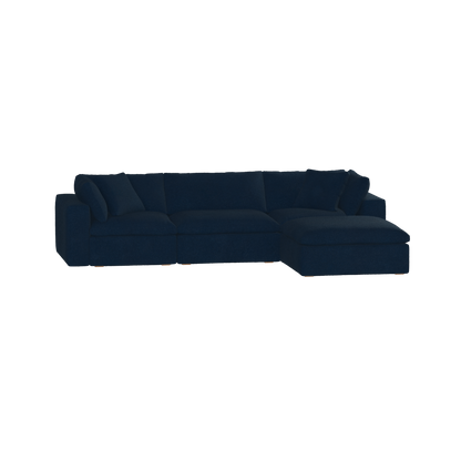 Canapé d'angle modulaire trois places Ari avec personnalisation complète du tissu