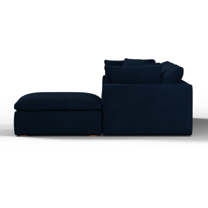Canapé d'angle modulaire trois places Ari avec personnalisation complète du tissu