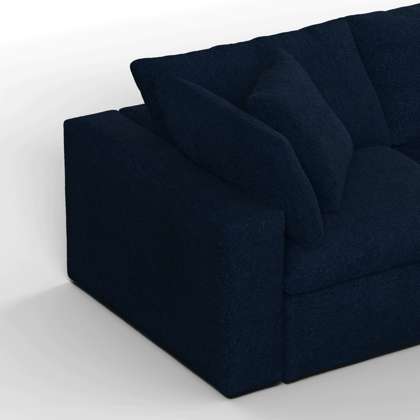 Canapé d'angle modulaire trois places Ari avec personnalisation complète du tissu