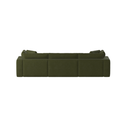 Canapé d'angle modulaire trois places Ari avec personnalisation complète du tissu