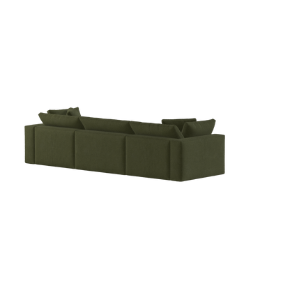 Canapé d'angle modulaire trois places Ari avec personnalisation complète du tissu