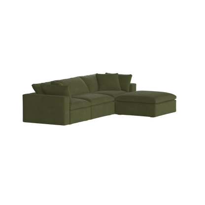 Canapé d'angle modulaire trois places Ari avec personnalisation complète du tissu