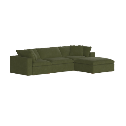 Canapé d'angle modulaire trois places Ari avec personnalisation complète du tissu