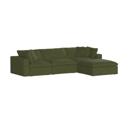 Canapé d'angle modulaire trois places Ari avec personnalisation complète du tissu