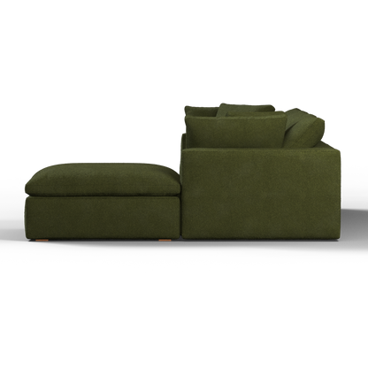 Canapé d'angle modulaire trois places Ari avec personnalisation complète du tissu