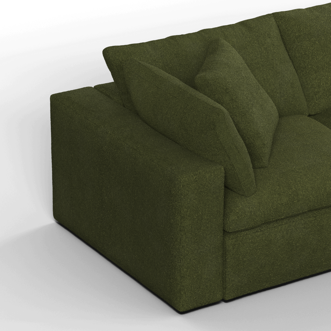 Canapé d'angle modulaire trois places Ari avec personnalisation complète du tissu