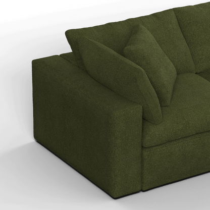 Canapé d'angle modulaire trois places Ari avec personnalisation complète du tissu